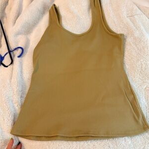 White House Black Market Olive Ribbed Tank Top